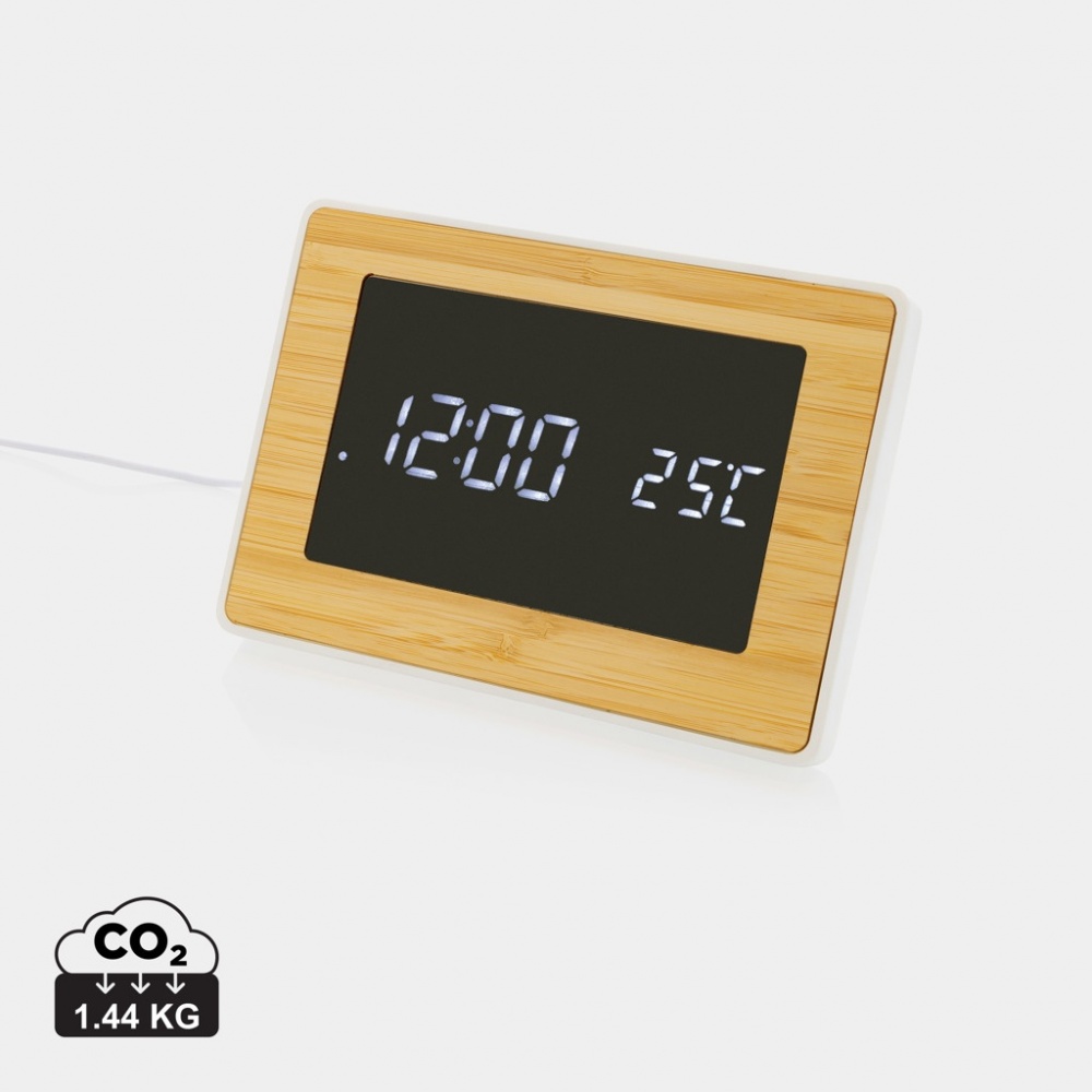 Logotrade corporate gift picture of: Utah RCS recycled plastic and bamboo LED clock